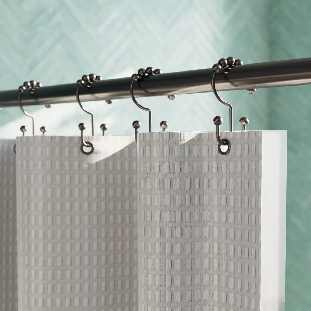 Zenna Home Metal Double Glide Shower Rings, Oil Rubbed Bronze – Set of 12 | Rust-Resistant Hooks for Curtains and Liners - view 2