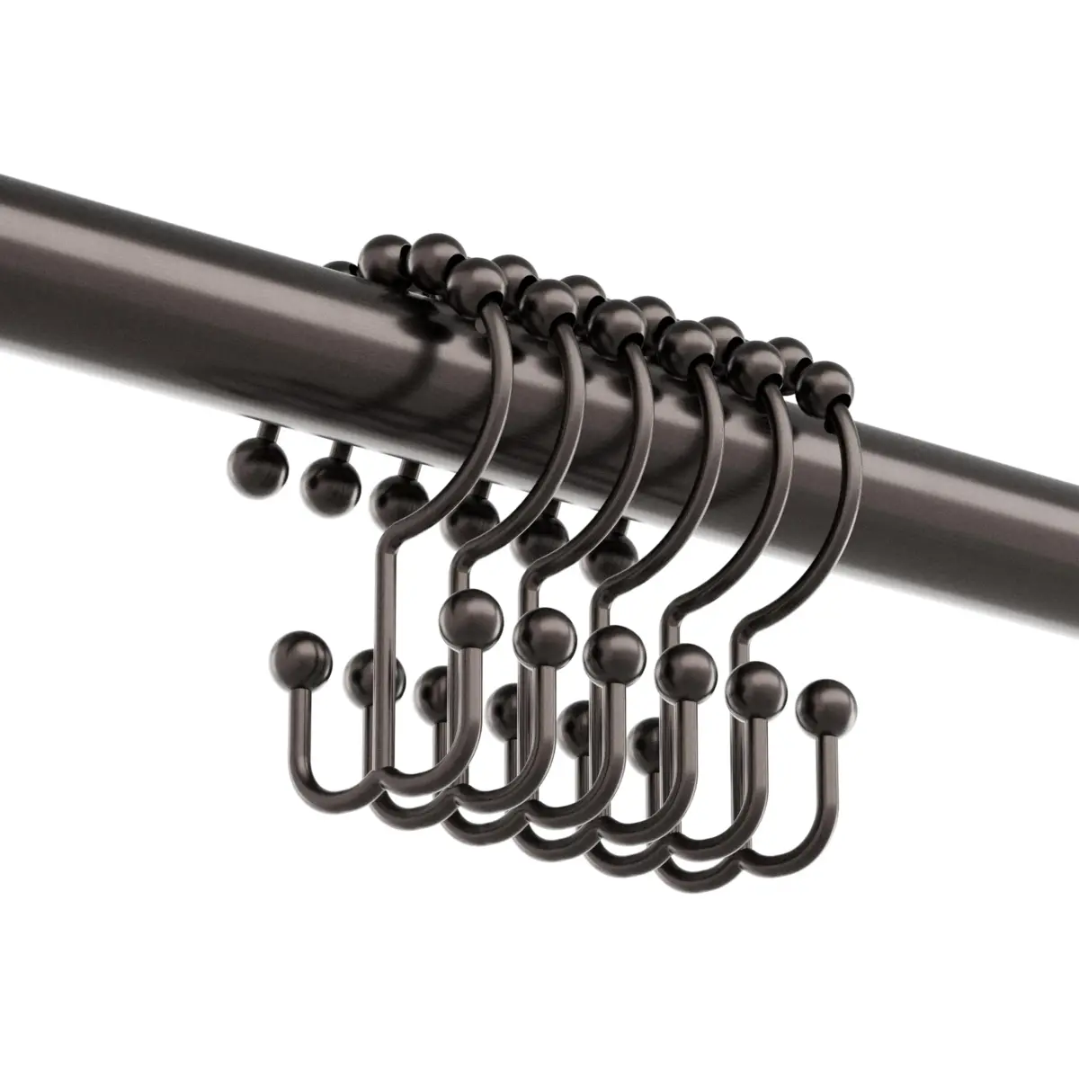 Zenna Home Metal Double Glide Shower Rings, Oil Rubbed Bronze – Set of 12 | Rust-Resistant Hooks for Curtains and Liners - view 4