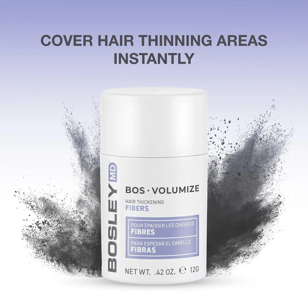 BosleyMD BOSVolumize Hair Thickening Fibers – Natural Keratin Hair Building Formula for Thinning Hair & Bald Spots – Instant Fuller, Thicker Look – Wind & Sweat Resistant – Black, 0.42 oz | Supports Thinning Hair & Bald Spots - view 2
