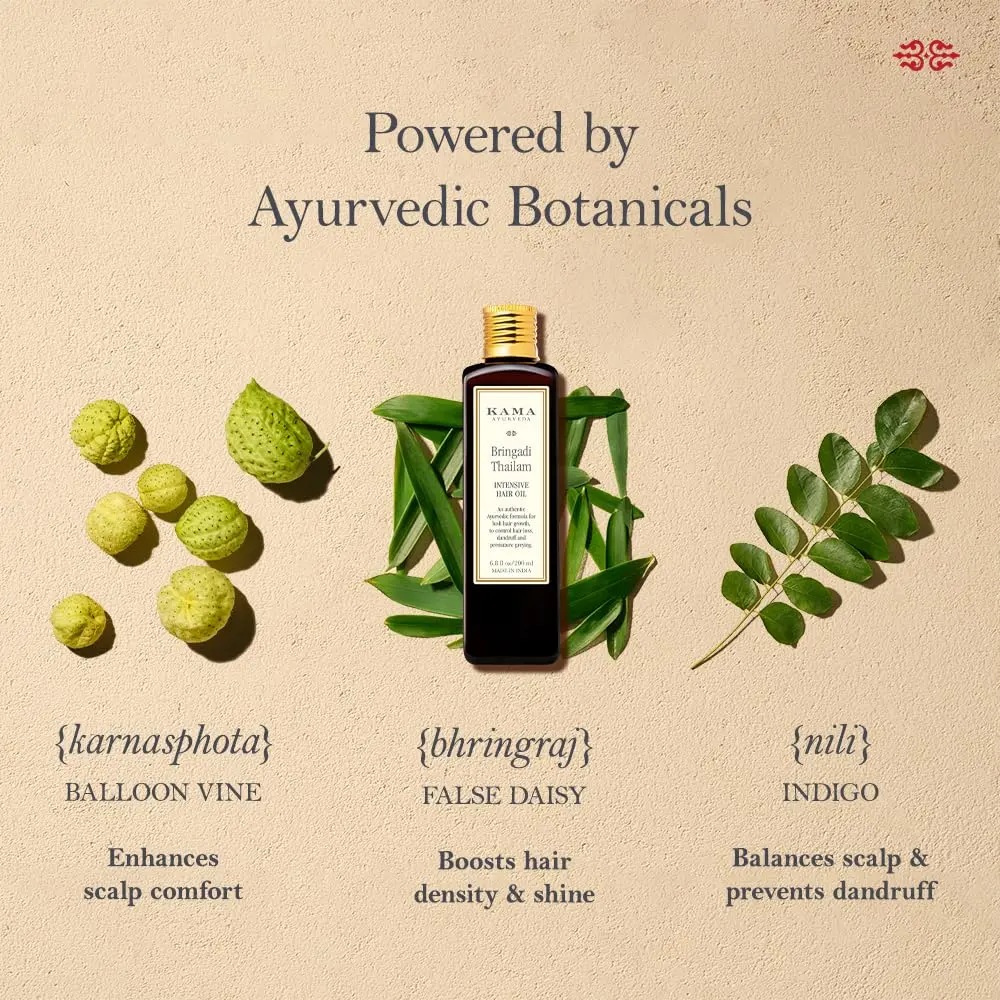 Kama Ayurveda Bringadi Intensive Hair Treatment 100ml | Ayurvedic Hair Growth Oil for All Hair Types - view 2