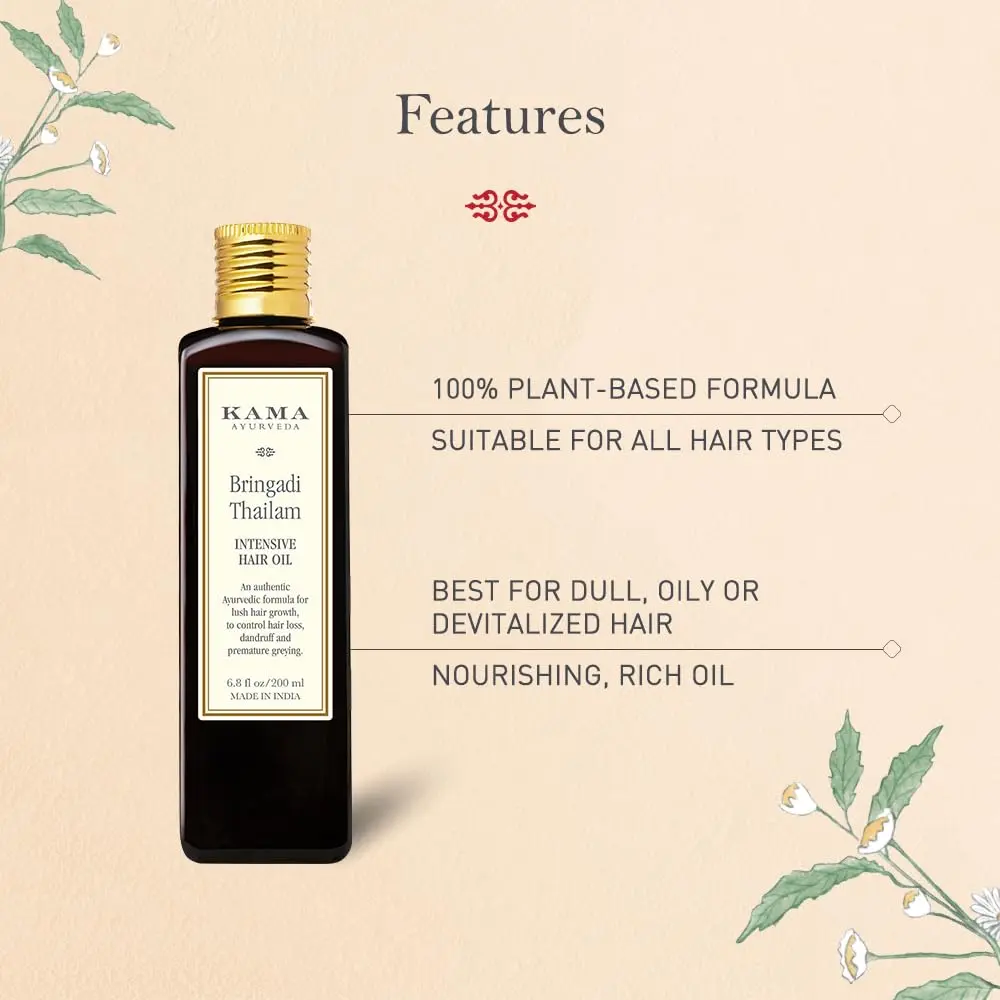 Kama Ayurveda Bringadi Intensive Hair Treatment 100ml | Ayurvedic Hair Growth Oil for All Hair Types - view 3