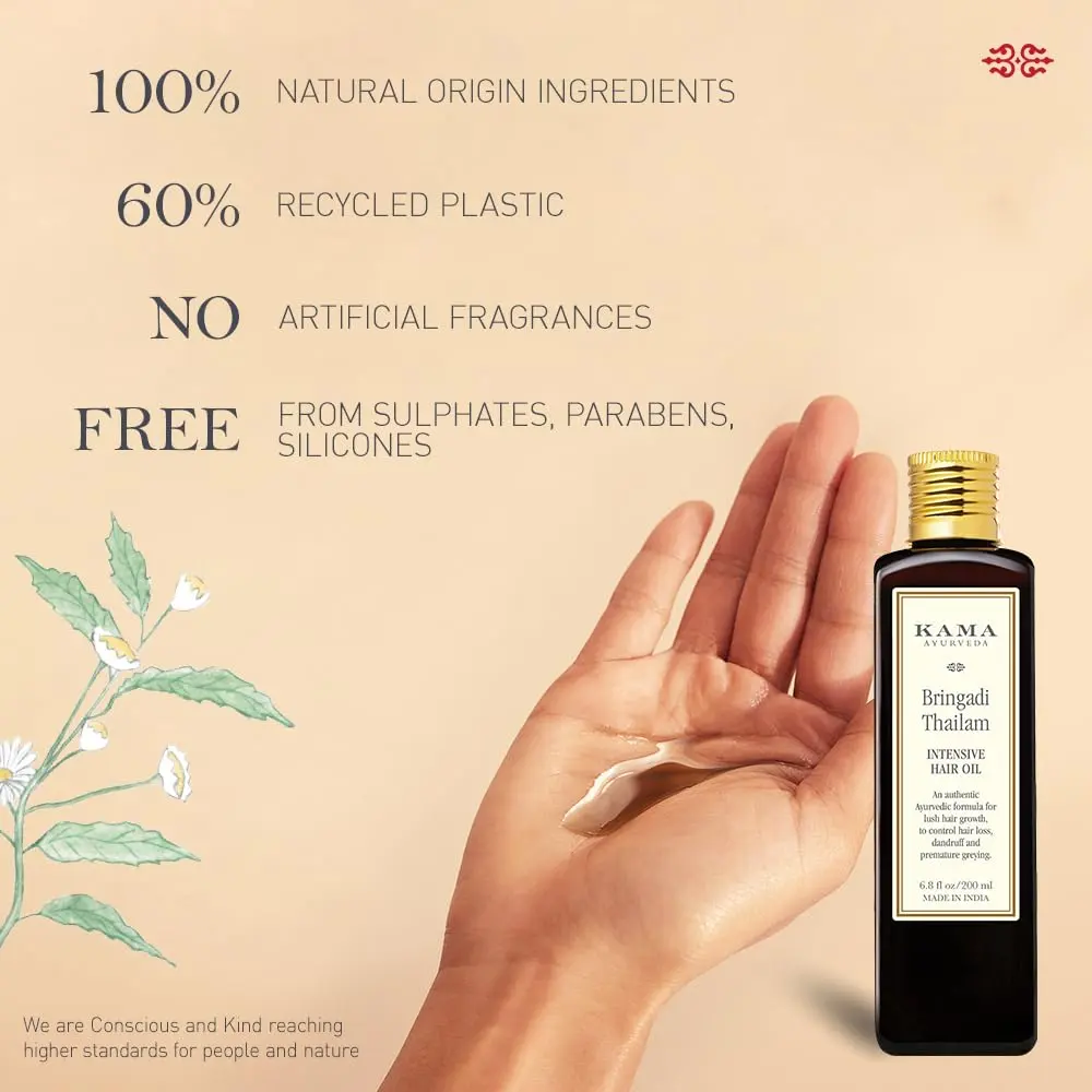 Kama Ayurveda Bringadi Intensive Hair Treatment 100ml | Ayurvedic Hair Growth Oil for All Hair Types - view 4
