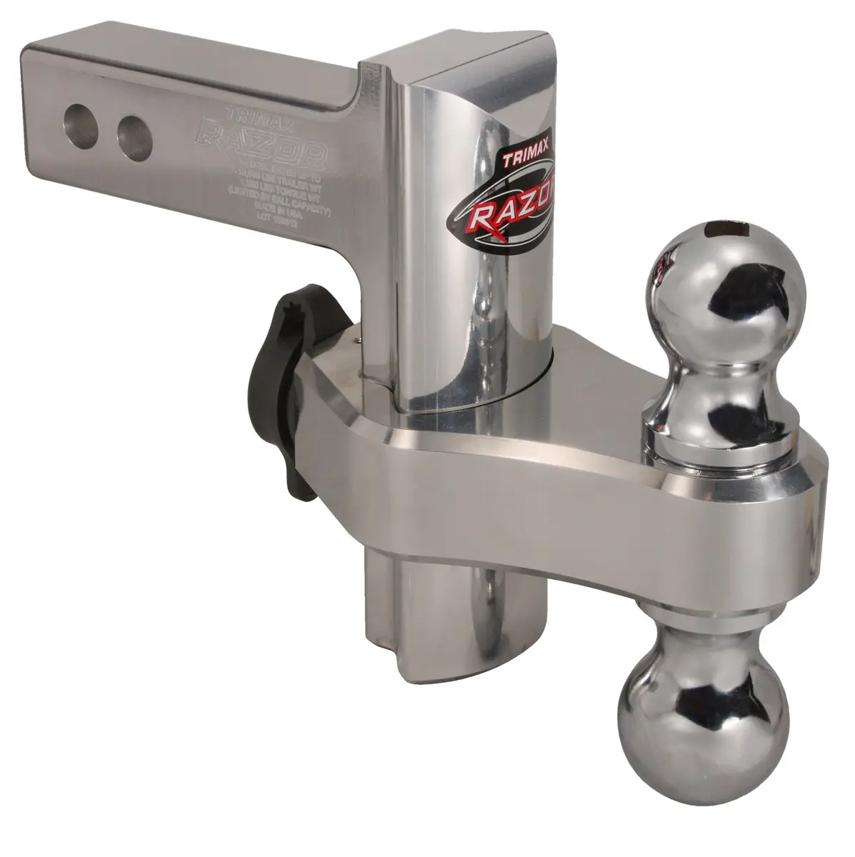 Trimax TRZ6AL Razor XTR 6" Adjustable Drop Hitch | 10,000 LB Capacity, Polished Aluminum - main product image