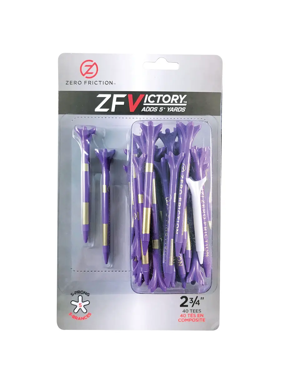 Zero Friction Victory 5-Prong Golf Tees 2-3/4 Inch | Bio-Composite, Purple, Pack of 40 - main product image