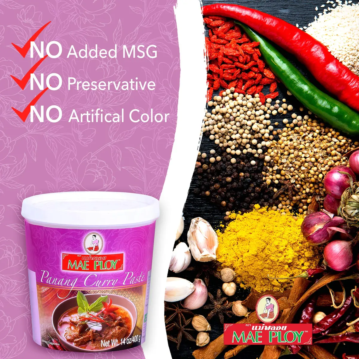 Mae Ploy Panang Curry Paste 14 oz (397 g) | Authentic Thai Flavor for Curries & Soups - view 6