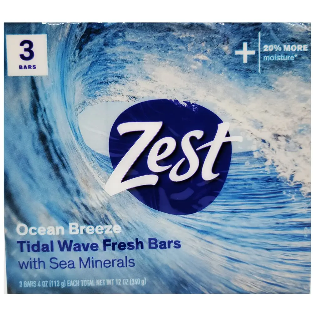 Zest Ocean Breeze Bar Soap 3 ct, 12 oz (340 g) | Cleanses Skin for All Types - main product image