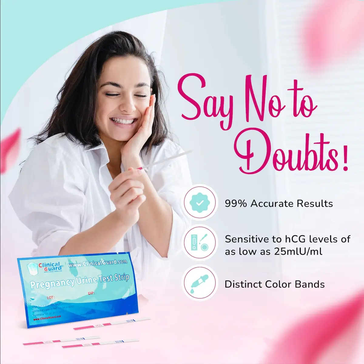 Clinical Guard Pregnancy Tests Strips - HCG Test Strip Kit - 25 Count | Sensitive & Fast Home Pregnancy Test - view 3