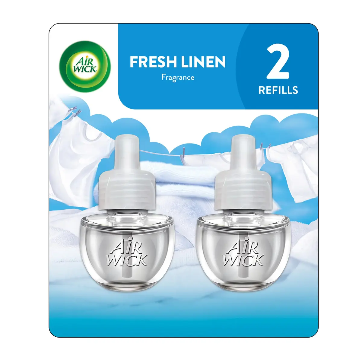 Air Wick Plug In Scented Oil Refill Fresh Linen 2x0.7 Fl Oz (1.4 Fl Oz Total) | Long-Lasting Fragrance with Essential Oils - main product image