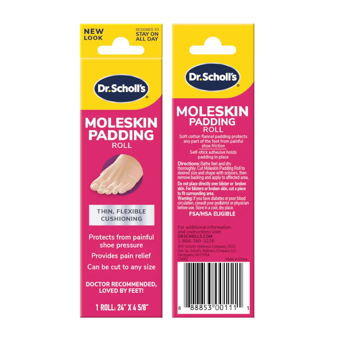 Dr. Scholl's Moleskin Padding Roll, Flexible Cushioning, 24" x 4 5/8" | Soft Cotton Padding for Foot Pain Relief - view 8