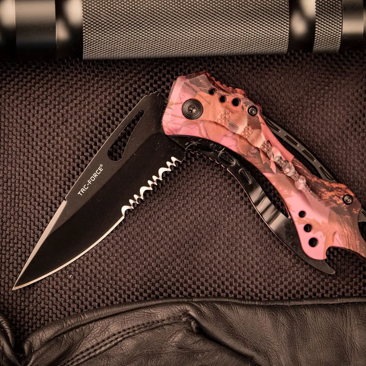 Tac-Force Folding Pocket Knife 3.25" Serrated Blade Camo Aluminum Handle | Dependable Tactical Utility - view 5