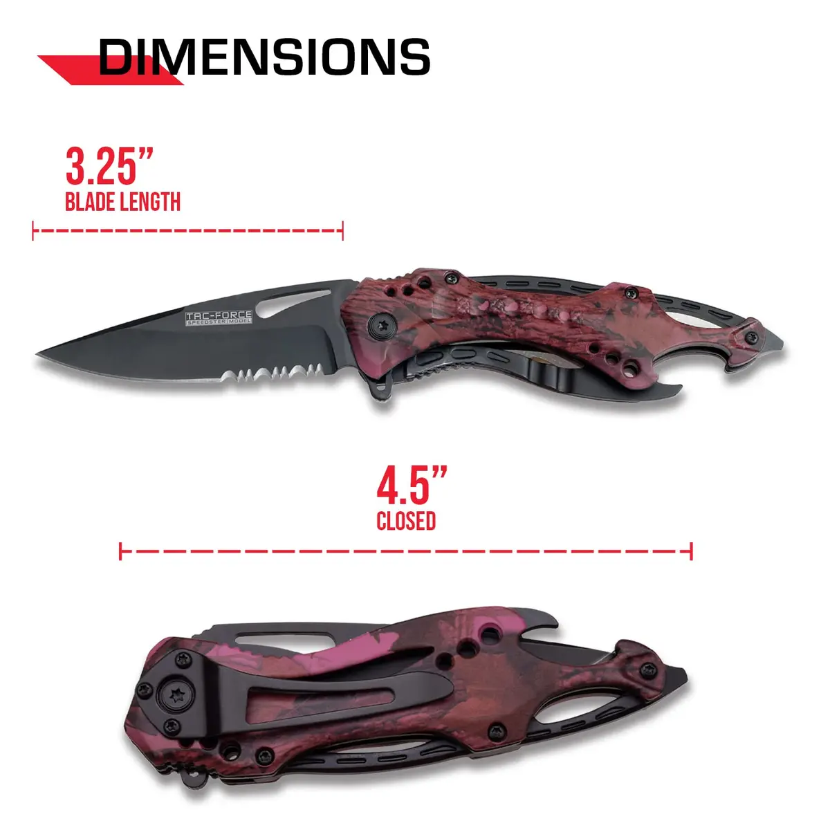 Tac-Force Folding Pocket Knife 3.25" Serrated Blade Camo Aluminum Handle | Dependable Tactical Utility - view 2