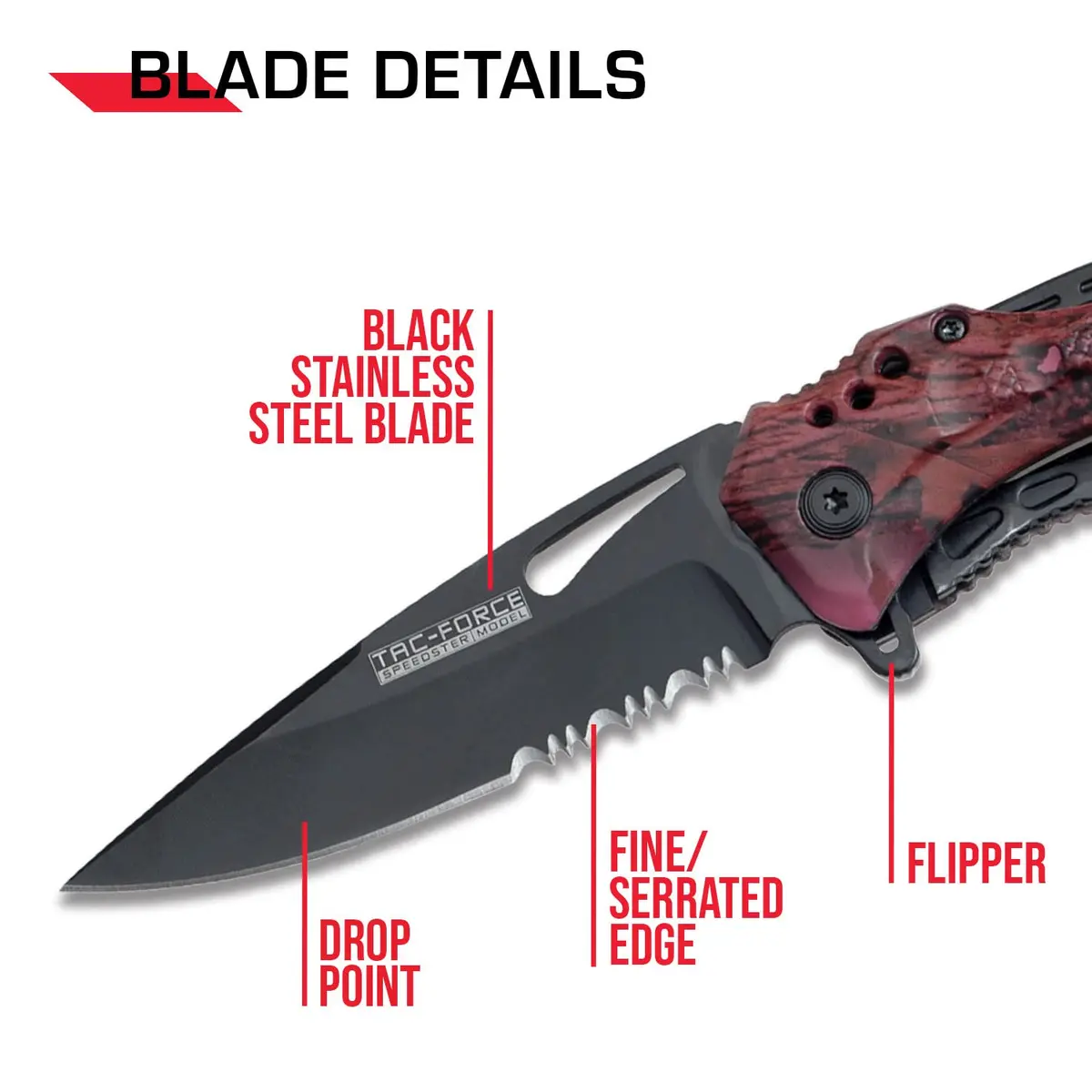 Tac-Force Folding Pocket Knife 3.25" Serrated Blade Camo Aluminum Handle | Dependable Tactical Utility - view 3