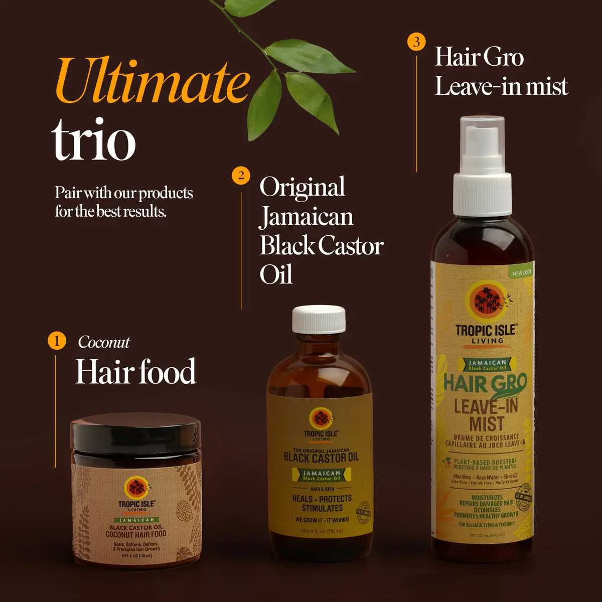Tropic Isle Living Jamaican Black Castor Oil Coconut Hair Food 4 oz | Seals, Softens, Defines & Promotes Hair Growth - view 3