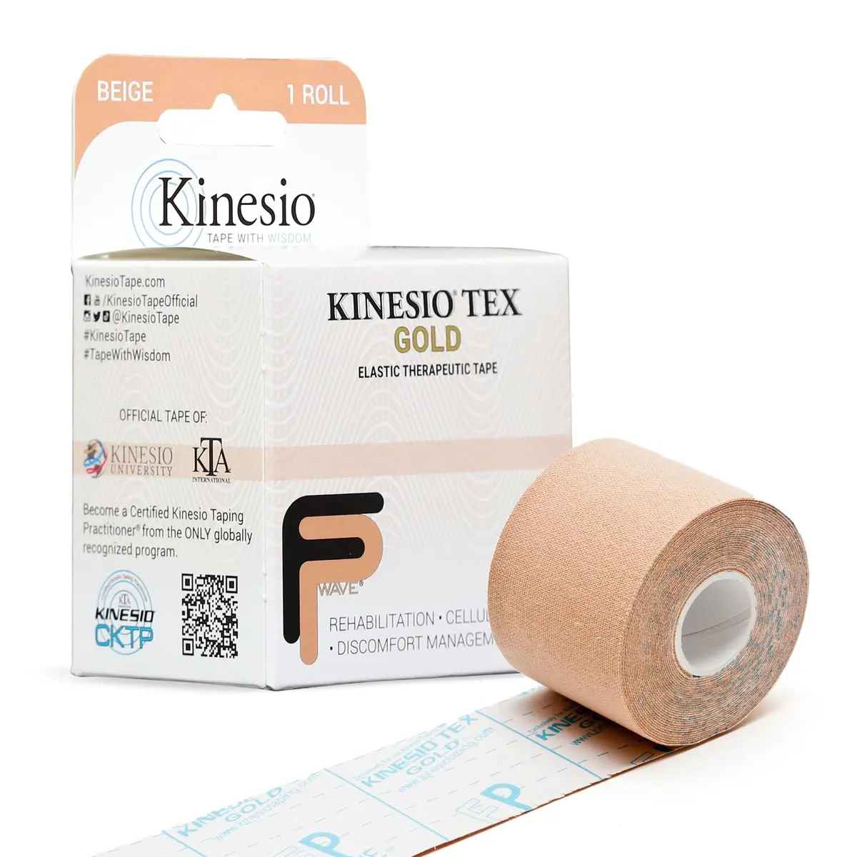 Kinesio Taping - Elastic Therapeutic Athletic Tape Tex Gold FP - Beige – 2 in. x 16.4 ft | Water-Resistant, Hypoallergenic, Latex-Free - main product image