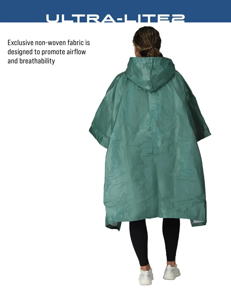 FROGG TOGGS Ultra-Lite2 Waterproof Breathable Poncho | Dark Green, One Size - view 3