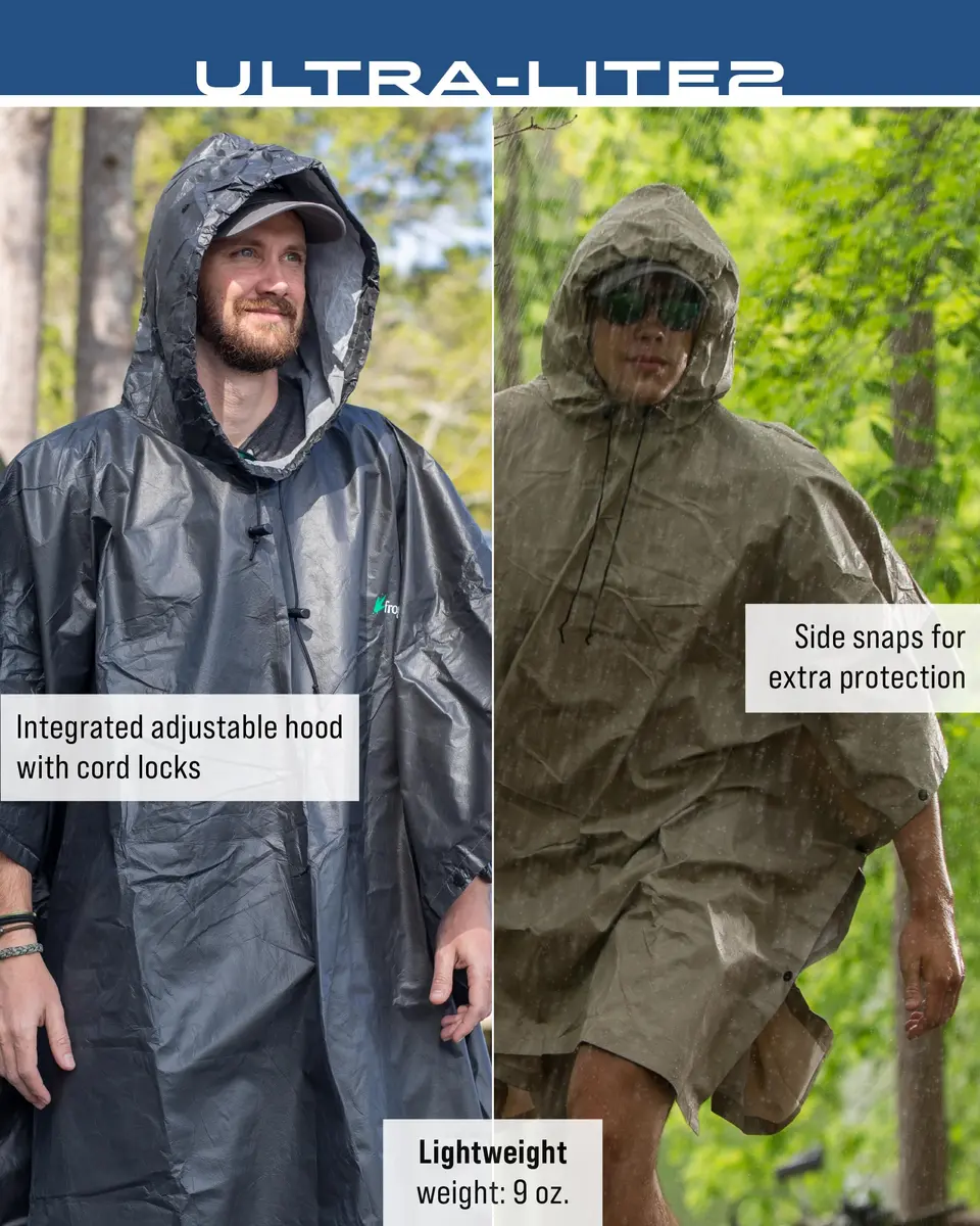 FROGG TOGGS Ultra-Lite2 Reusable Waterproof Breathable Poncho | Packable Hooded Rain Gear - view 5