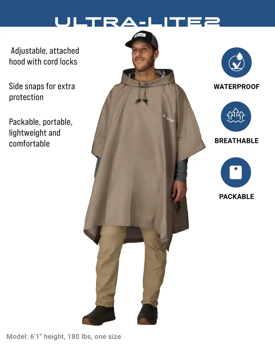 FROGG TOGGS Ultra-Lite2 Reusable Waterproof Breathable Poncho | Packable Hooded Rain Gear - view 2