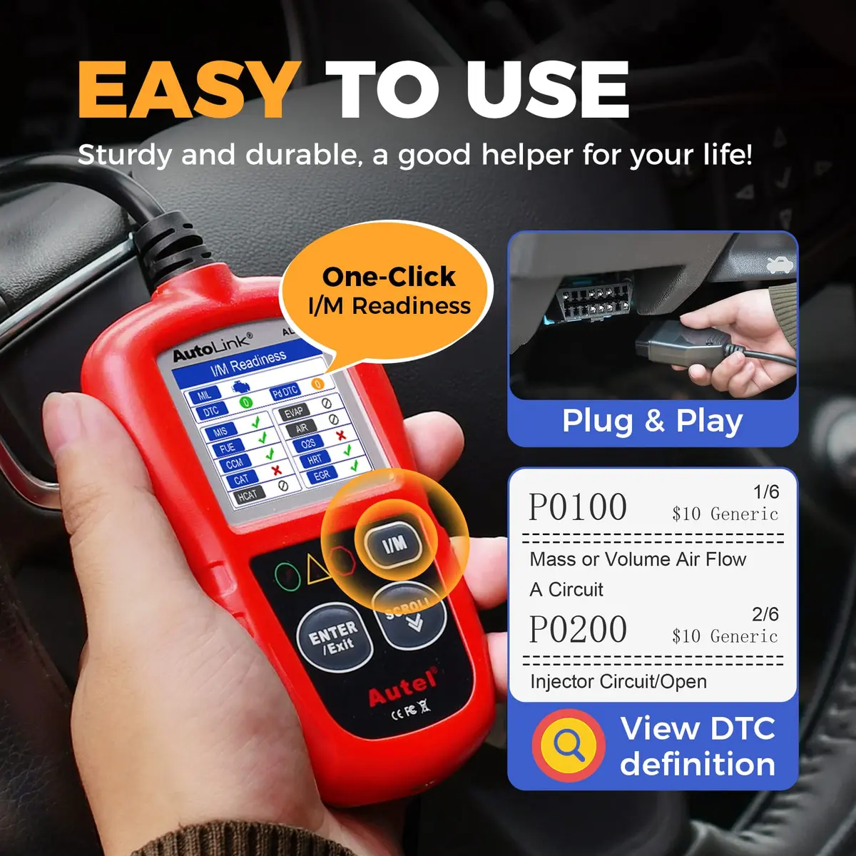 Autel AL319 Vehicle Scan Tool 2.4 inches | Check Engine & DTC Support - view 4