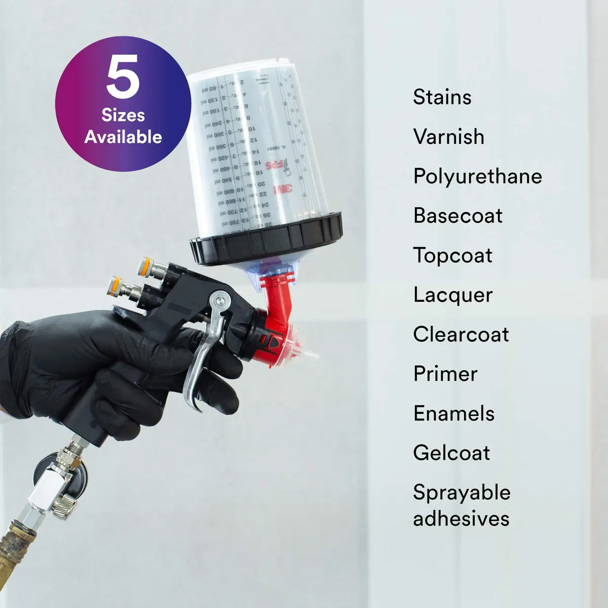3M PPS Original Series Paint Spray Gun Cup Lids and Liners Kit, 16312 | Versatile, Less Waste, 13.5oz - view 4