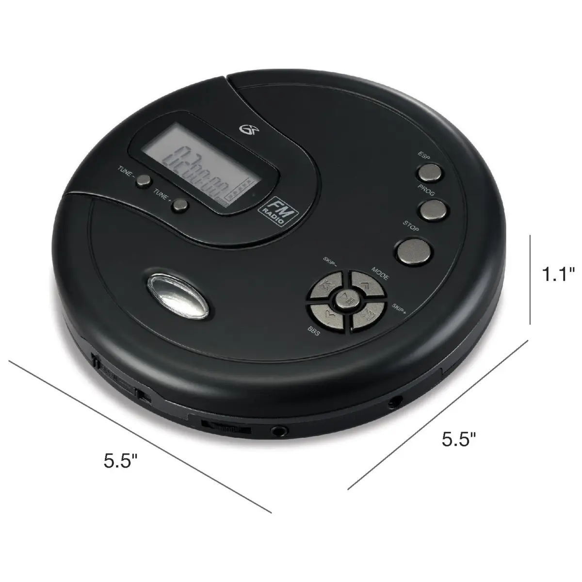 GPX PC332B Portable CD Player with FM Radio & Earbuds | Black - view 3