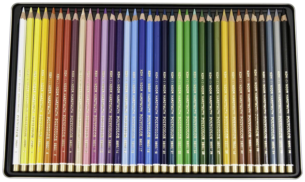 Koh-I-Noor Polycolor Drawing Pencil Set, 36 Assorted Colors | Water-Resistant, Professional-Grade in Tin - main product image