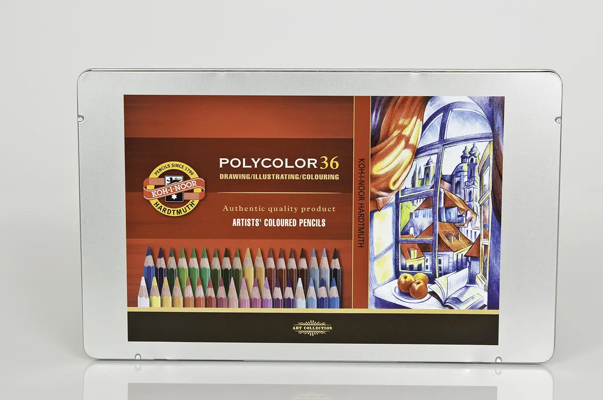 Koh-I-Noor Polycolor Drawing Pencil Set, 36 Assorted Colors | Water-Resistant, Professional-Grade in Tin - view 2