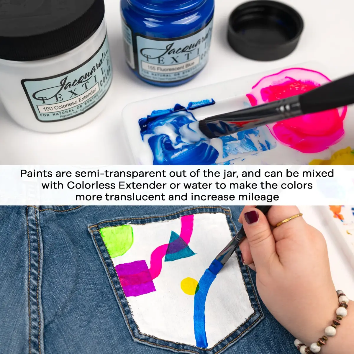 Jacquard Textile Color Paint Turquoise 237ml (8 Fl Oz) | ASTM D-4236 Certified - view 6