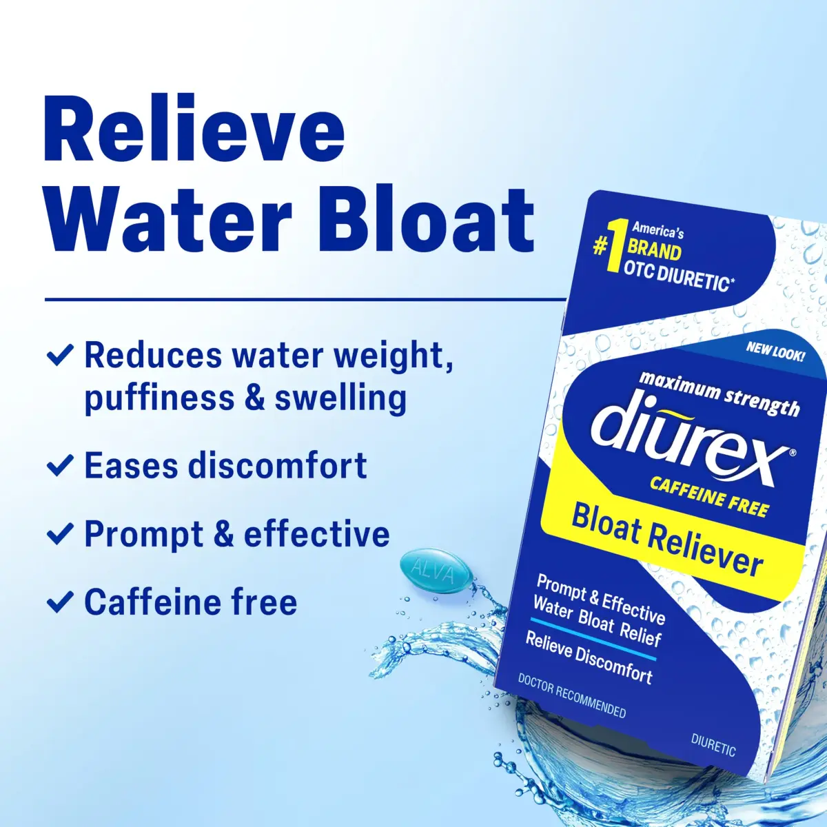 Diurex Caffeine-Free Bloat Relief Caplets 24 Count | Maximum Strength Diuretic for Water Bloat Discomfort - view 2