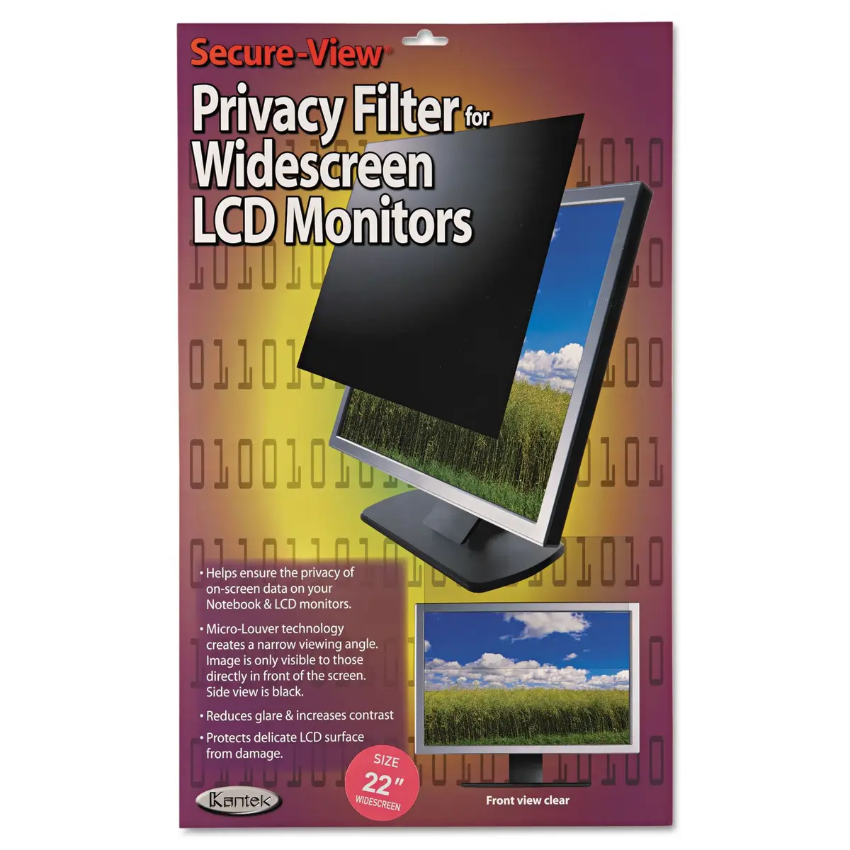 Kantek SVL22W Secure View LCD Privacy Filter for 22-Inch Widescreen | Micro-Louver Technology for Privacy & Glare Reduction - view 4