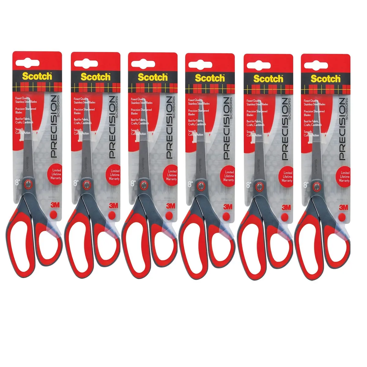 Scotch 1448 Precision Scissors 8 (6 Pack) | Stainless Steel, Ambidextrous, 8-Inches - main product image