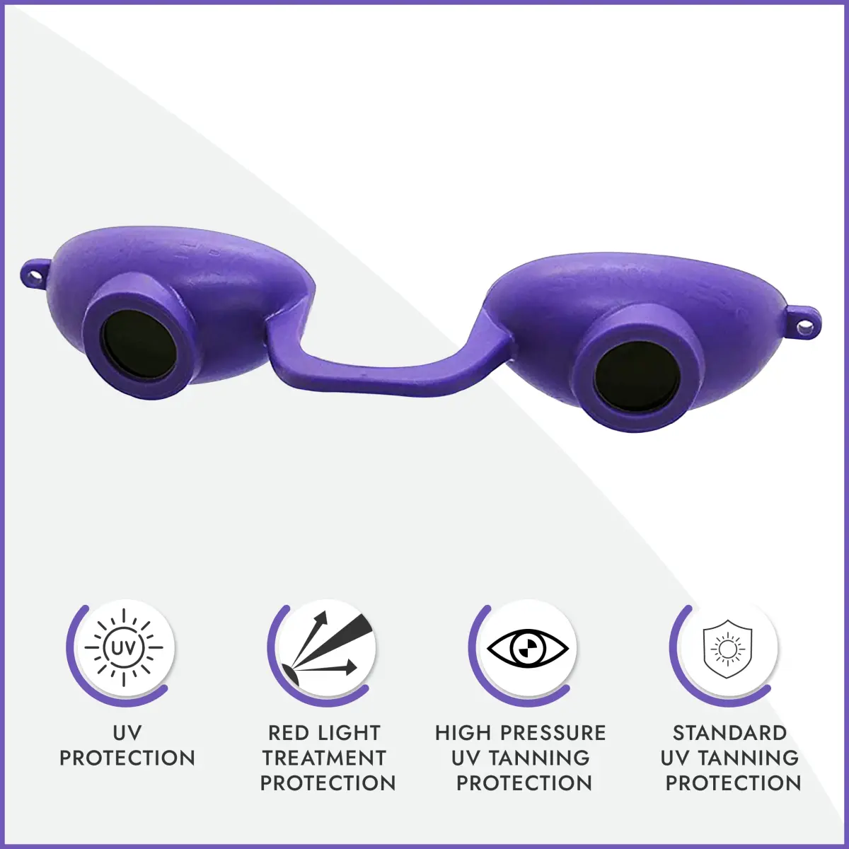 Super Sunnies Flexible UV Eye Tanning Bed Goggles w/Strap - Purple (1 Pair) - view 2