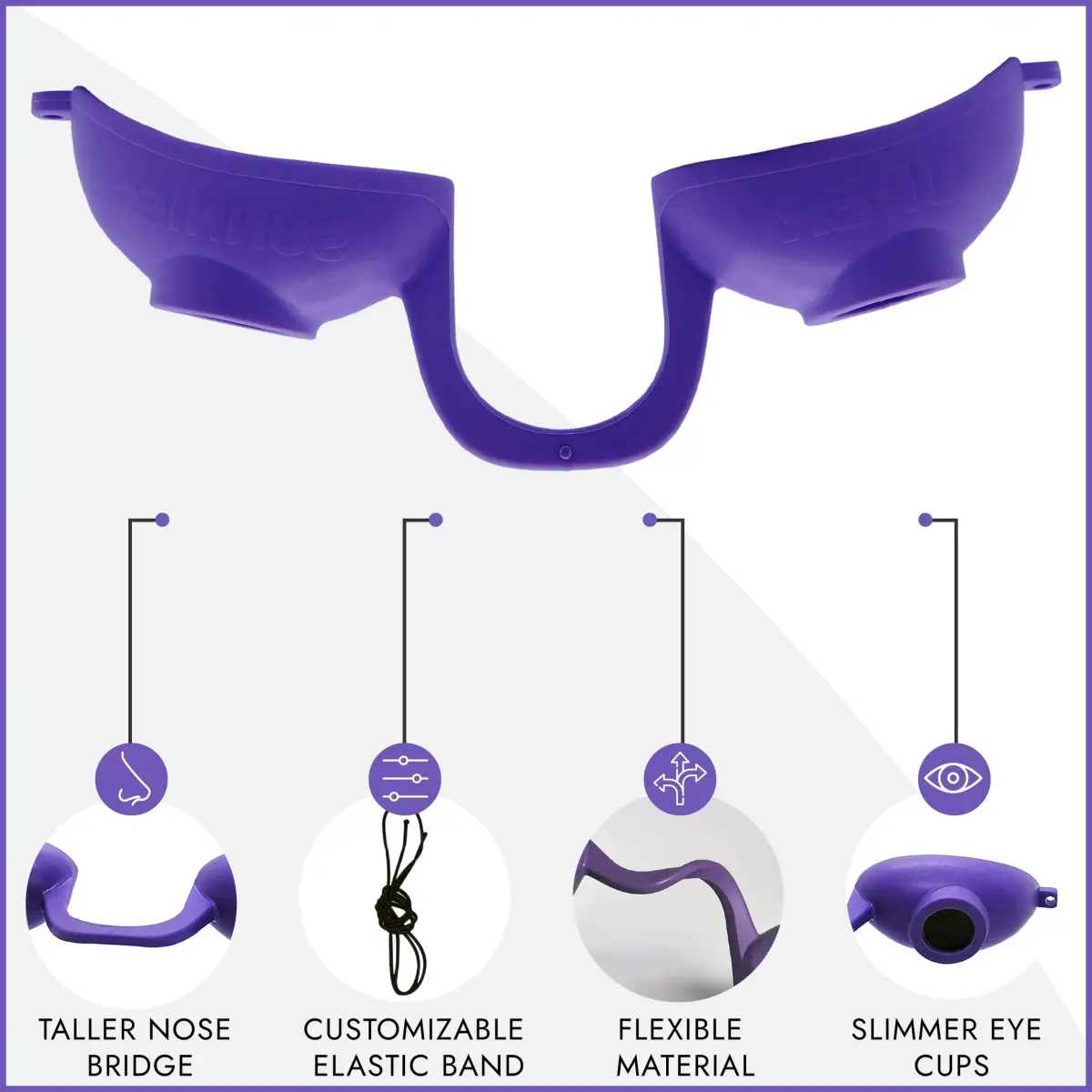 Super Sunnies Flexible UV Eye Tanning Bed Goggles w/Strap - Purple (1 Pair) - view 3