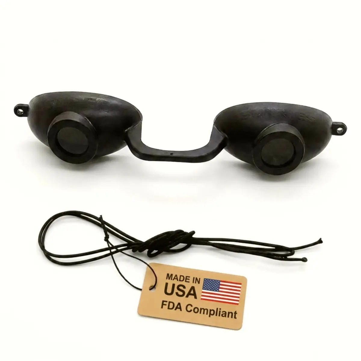 Super Sunnies Flexible UV Eye Tanning Goggles w/Strap - Black | Blocks 99%+ UVA/UVB Rays - main product image