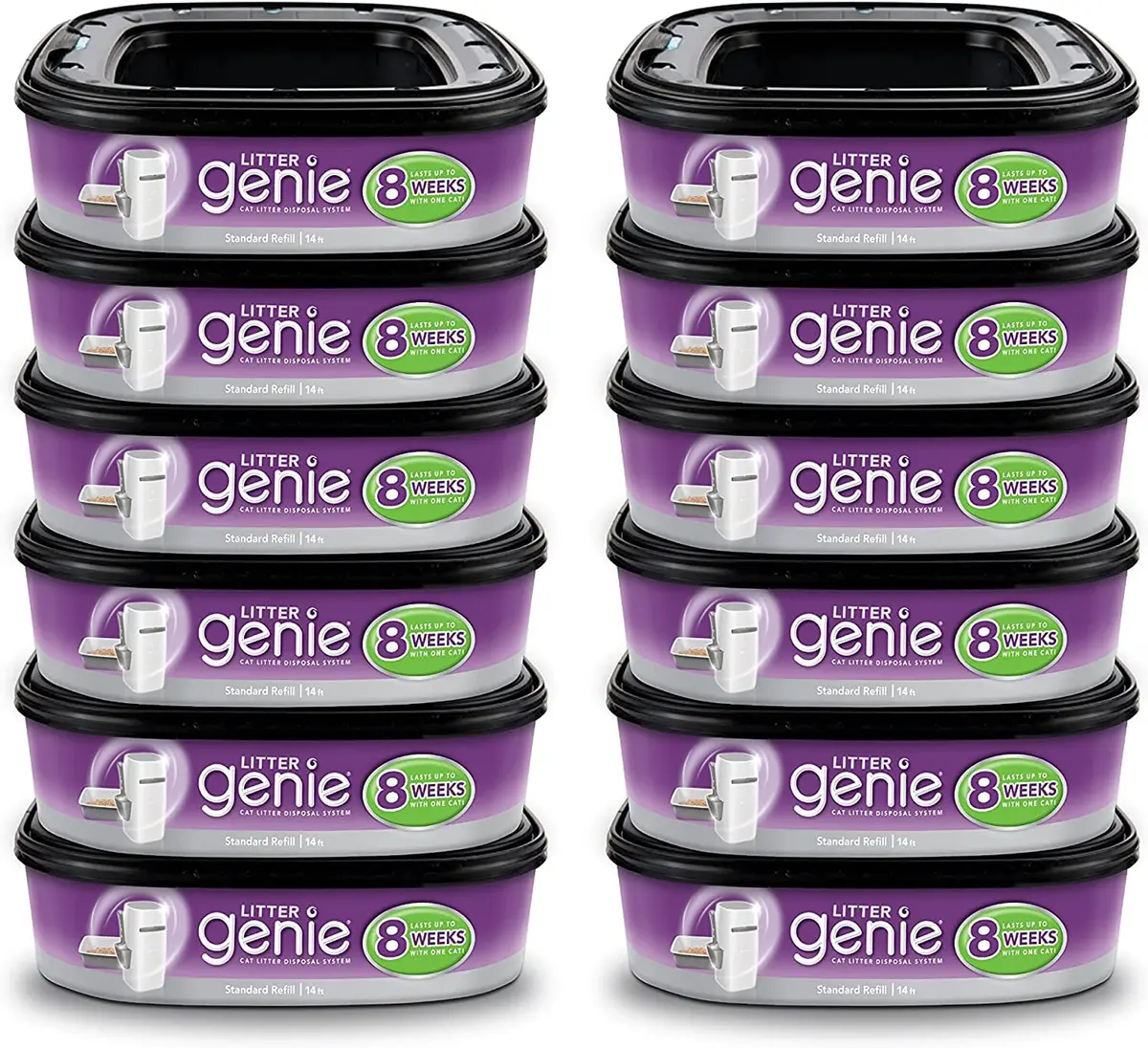 Litter Genie Ultimate Cat Litter Disposal System Refills Purple 12 Cartridges | Lock Away Odors - main product image