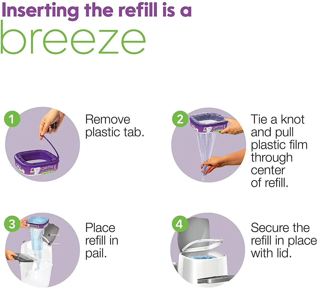 Litter Genie Ultimate Cat Litter Disposal System Refills Purple 12 Cartridges | Lock Away Odors - view 6