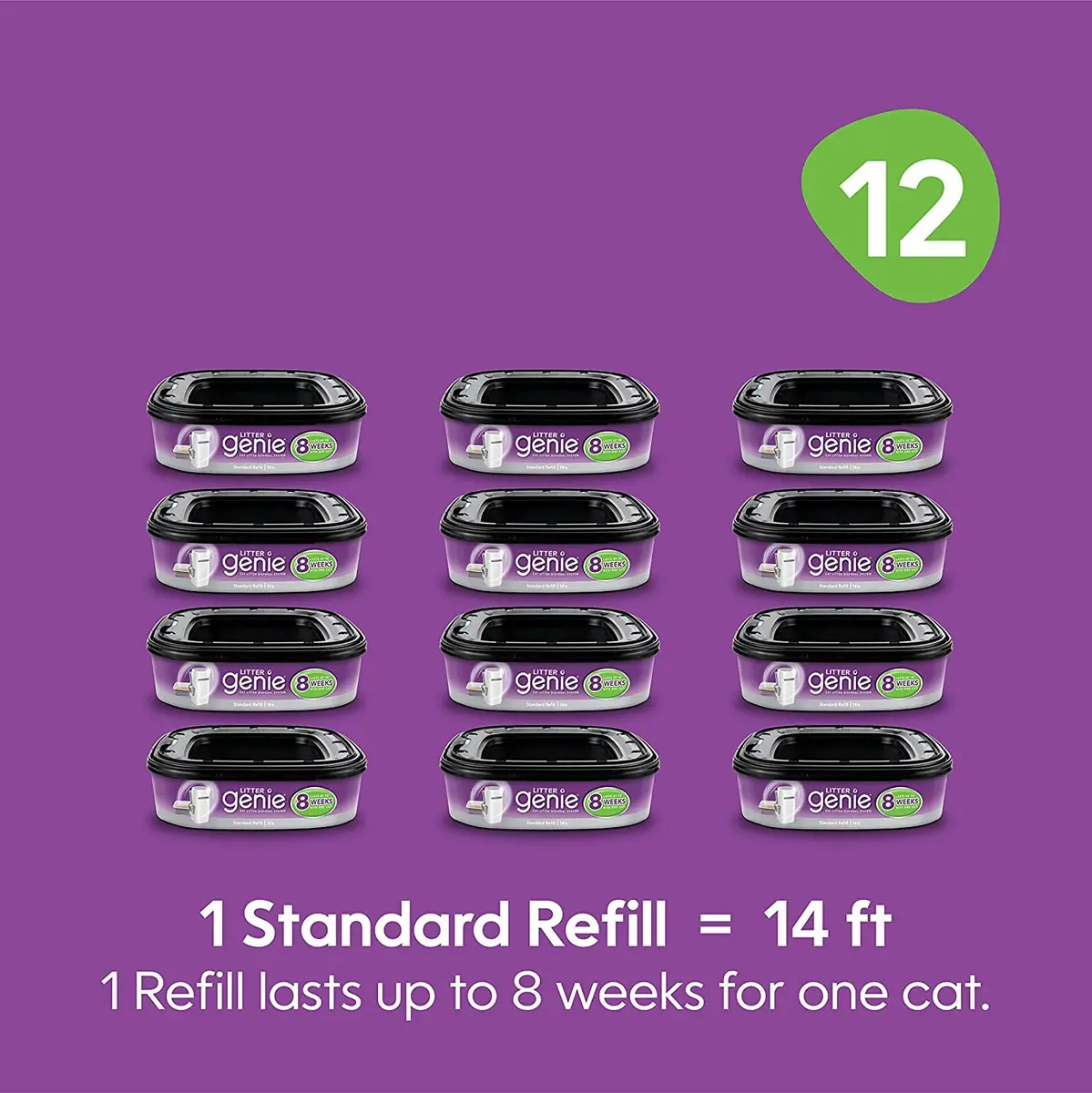 Litter Genie Ultimate Cat Litter Disposal System Refills Purple 12 Cartridges | Lock Away Odors - view 4