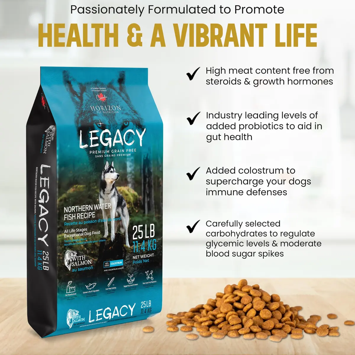 LEGACY High Protein Dog Food — Salmon First, Grain-Free, Immunity Support, All Life Stages, 11.34kg (25 lb) - view 6