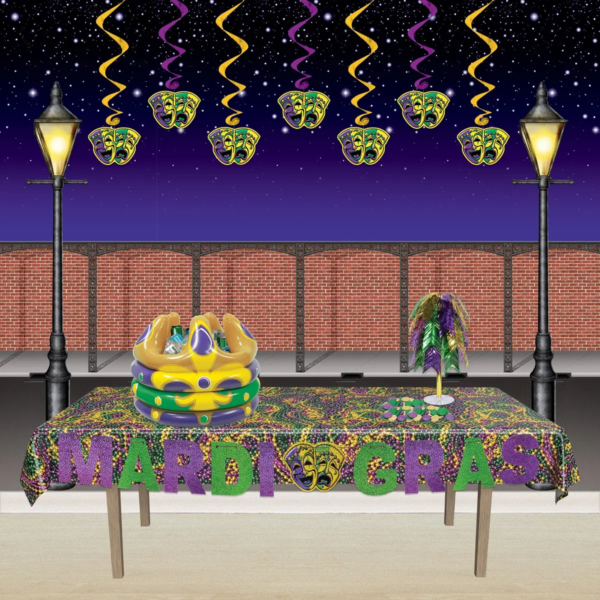 Beistle Lamppost Photo Props, 6' Tall | Mardi Gras Street Light Wall Decorations - view 4
