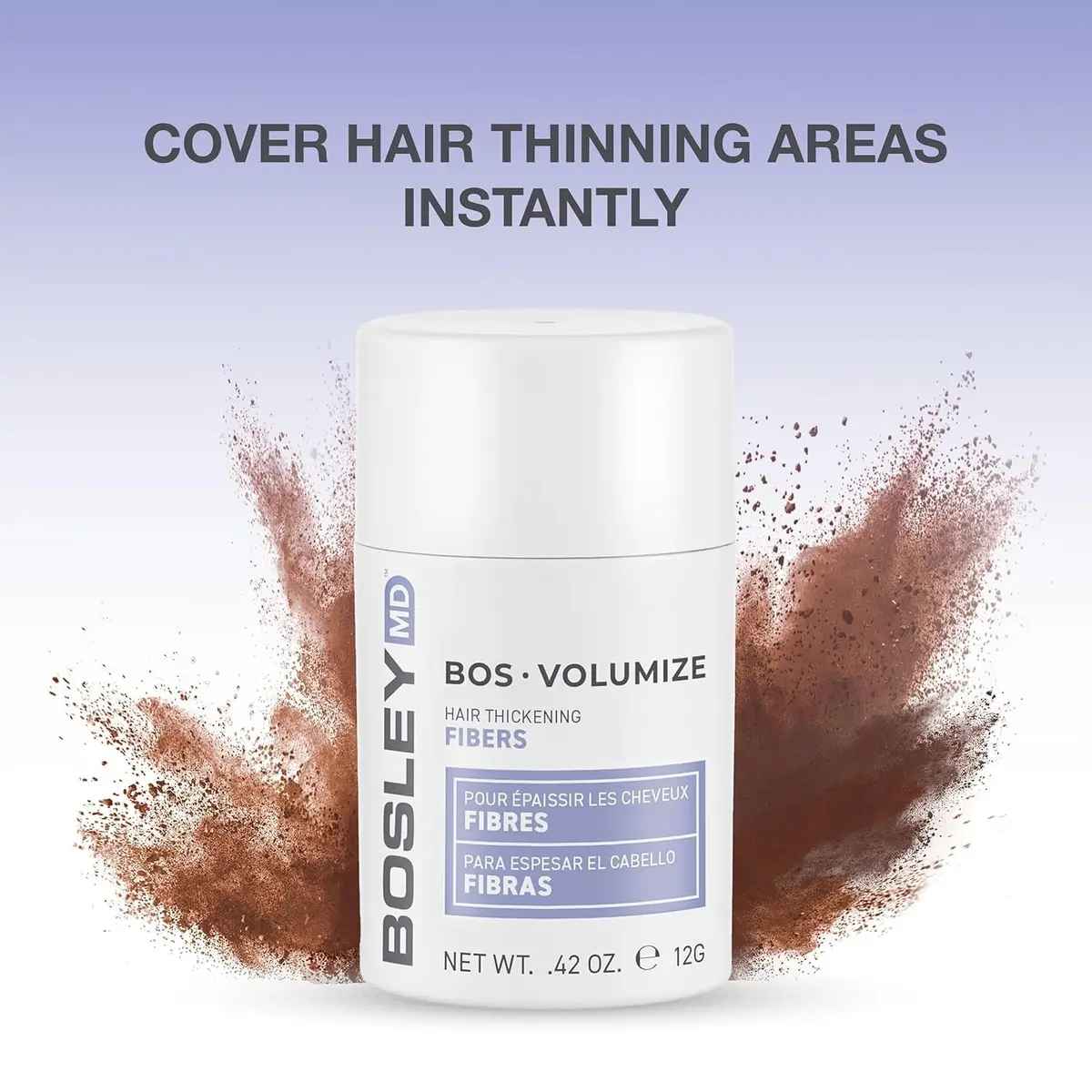 BosleyMD BOSVolumize Hair Thickening Fibers – Natural Keratin Formula for Thinning Hair & Bald Spots – Instant Fuller, Thicker Look – Wind & Sweat Resistant – Medium Brown, 0.42 oz - view 3