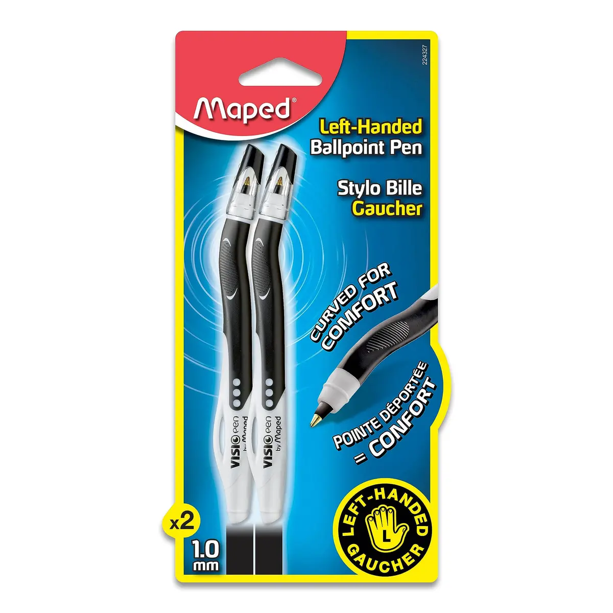 Maped Visio Left-Handed Ballpoint Pen 2 Pack | Smudge-Resistant, Quick-Dry Ink, Ergonomic Grip - main product image