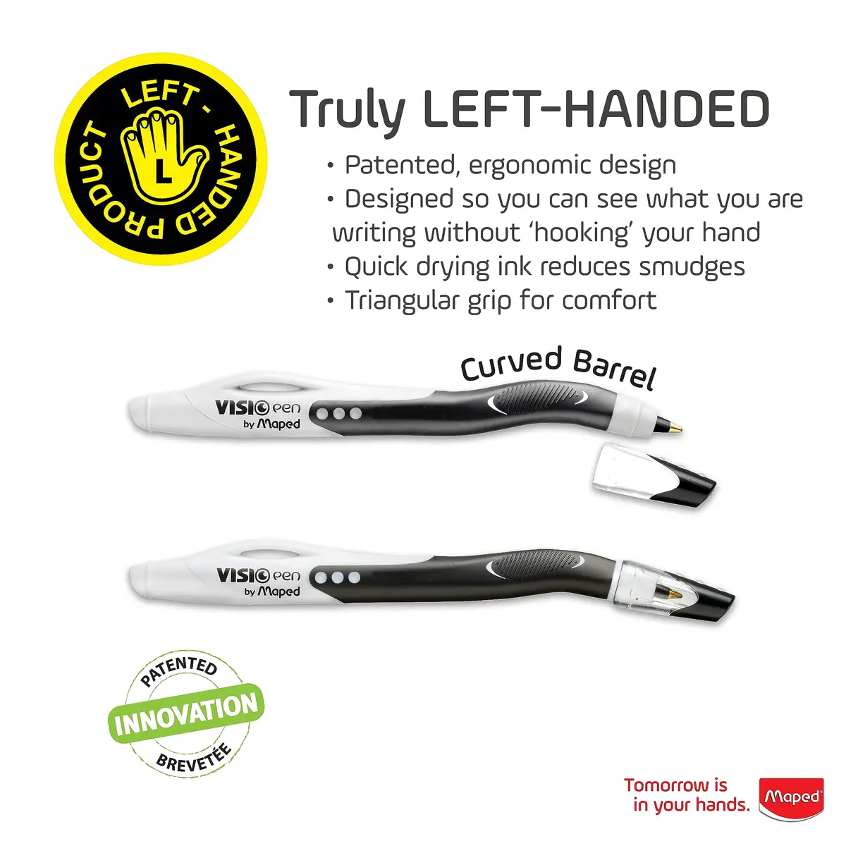 Maped Visio Left-Handed Ballpoint Pen 2 Pack | Smudge-Resistant, Quick-Dry Ink, Ergonomic Grip - view 2