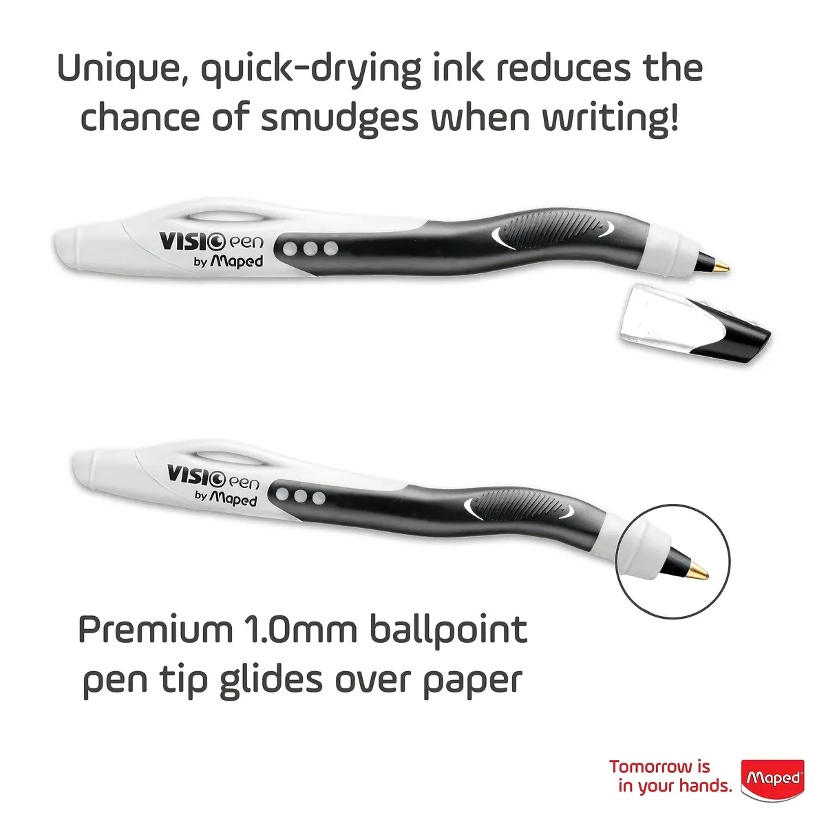 Maped Visio Left-Handed Ballpoint Pen 2 Pack | Smudge-Resistant, Quick-Dry Ink, Ergonomic Grip - view 4
