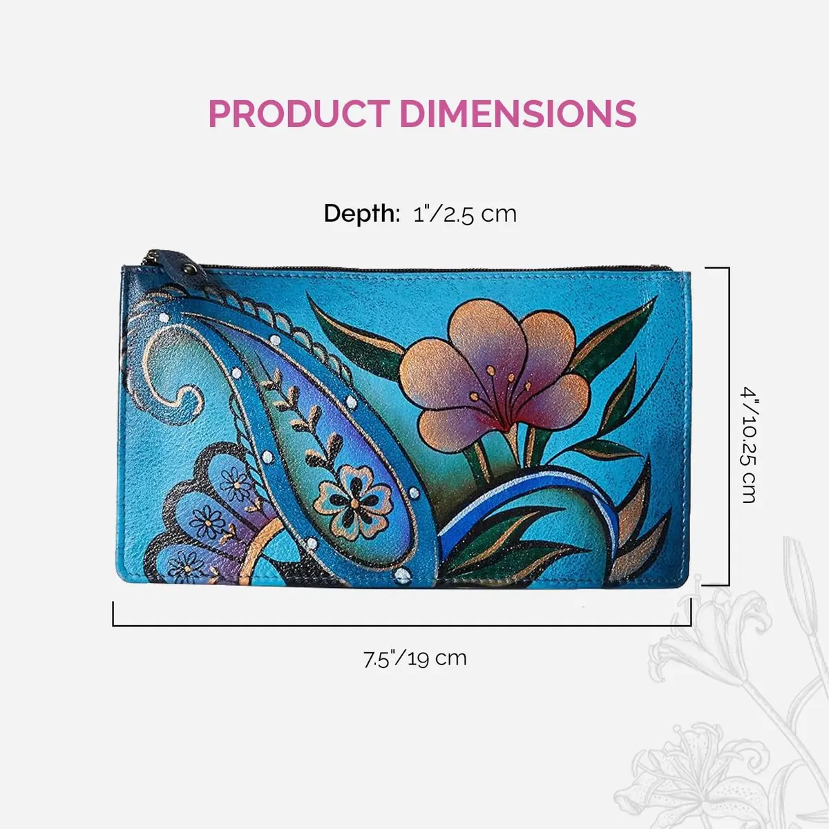 Anna by Anuschka Women's Hand Painted Leather Organizer Wallet - Denim Paisley Floral | Unique Art & Luxury - view 6