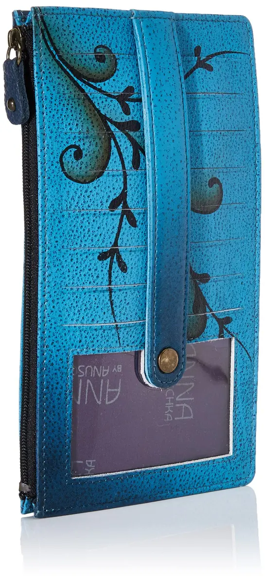 Anna by Anuschka Women's Hand Painted Leather Organizer Wallet - Denim Paisley Floral | Unique Art & Luxury - view 2