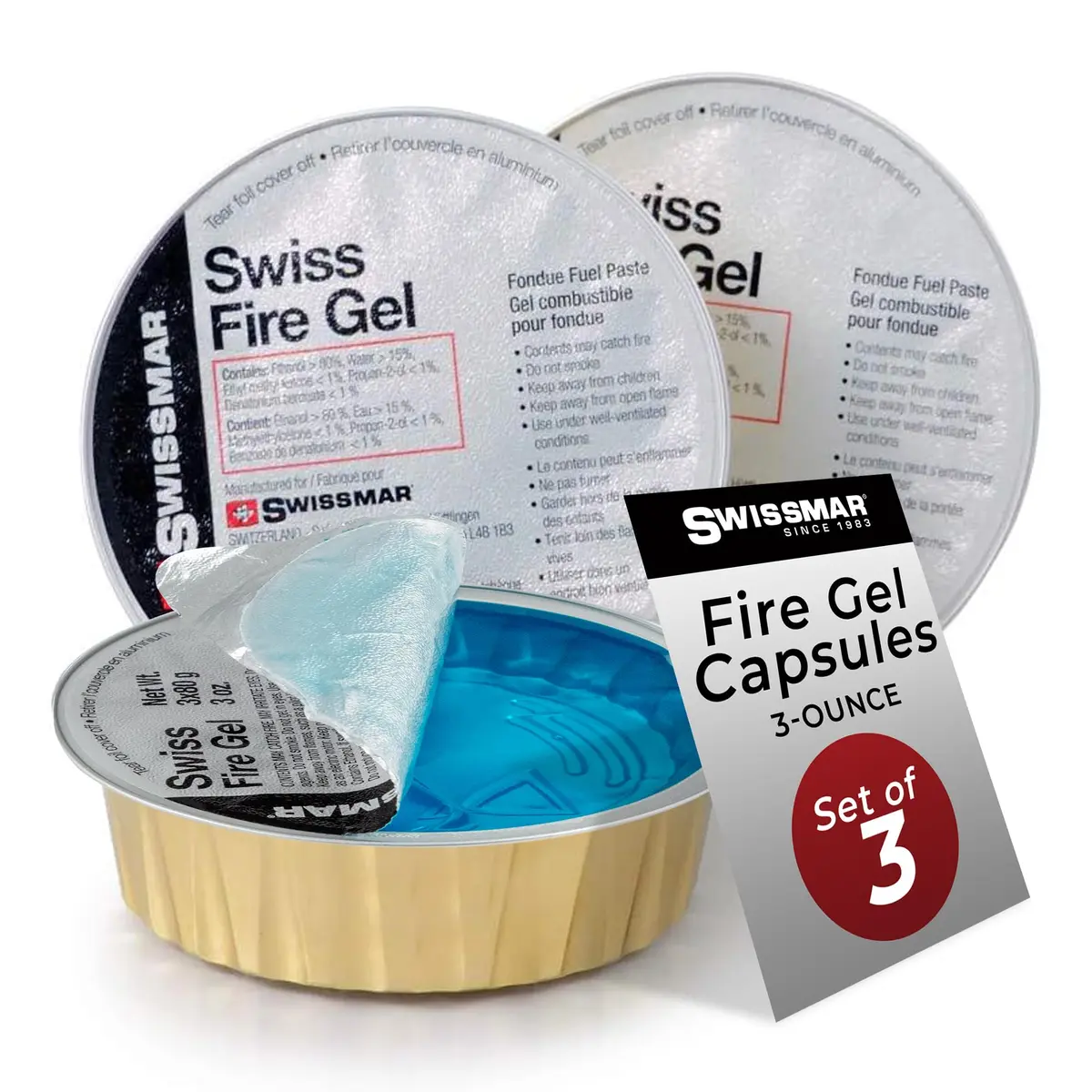 Swissmar Fire Gel Cans - 3oz Set of 3 | Reliable Fuel for Fondue & Campfire - main product image