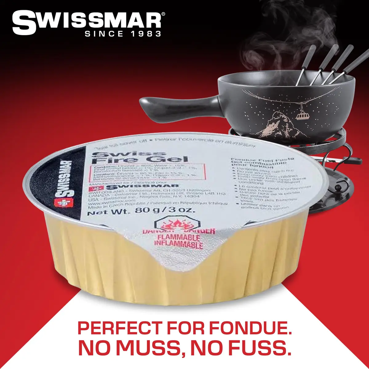 Swissmar Fire Gel Cans - 3oz Set of 3 | Reliable Fuel for Fondue & Campfire - view 2