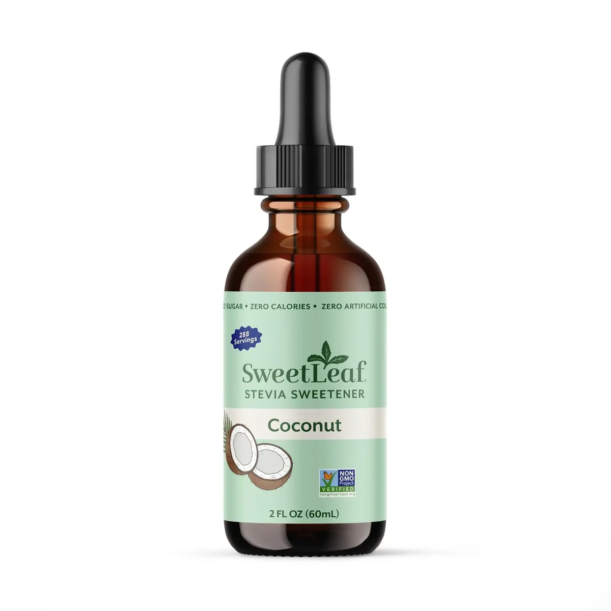 SweetLeaf Stevia Drops Liquid Sweetener, Coconut 2 Fl Oz | Zero Calorie, Natural Flavors - main product image