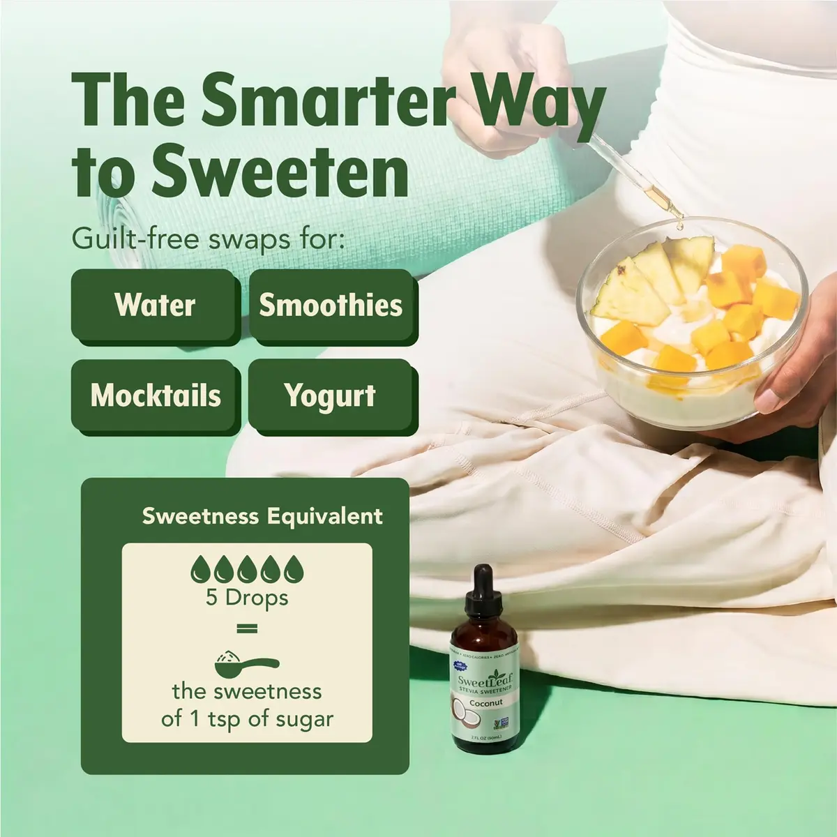 SweetLeaf Stevia Drops Liquid Sweetener, Coconut 2 Fl Oz | Zero Calorie, Natural Flavors - view 6