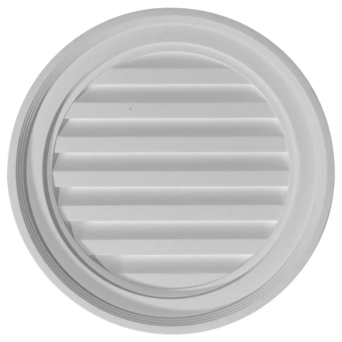 Ekena Millwork 18"W x 18"H x 1 1/8"P Round Gable Vent Louver | Non-Functional Decorative Urethane - main product image
