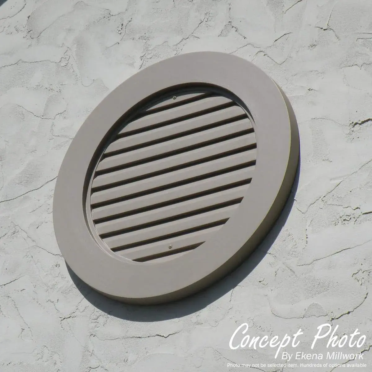 Ekena Millwork 12"W x 12"H x 1 1/8"P Round Gable Vent Louver | Functional, Factory Primed White - view 4